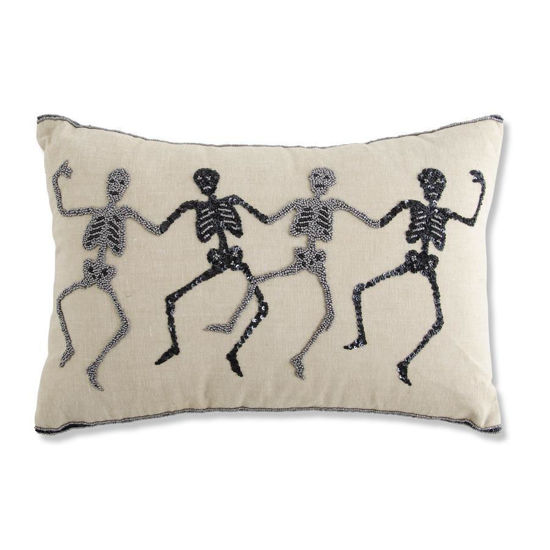 Halloween Pillow with Beaded Skeletons by K & K Interiors