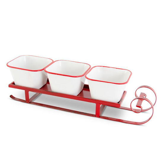 Red and White Enameled Serving Sleigh by K & K Interiors