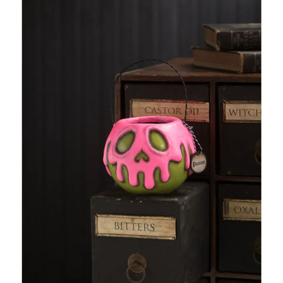 Small Green Apple With Pink Poison Bucket by Bethany Lowe Designs