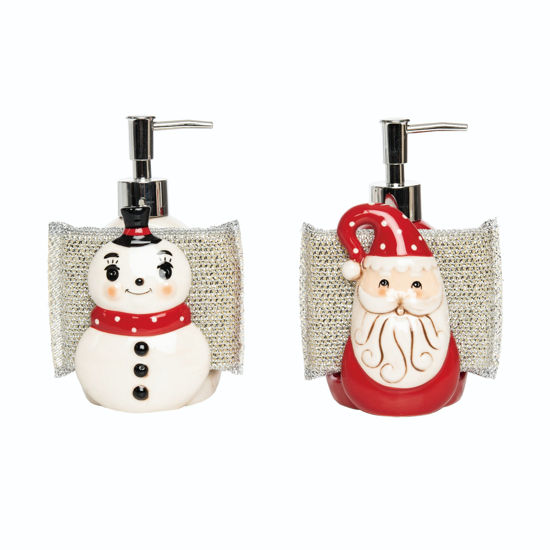 Santa or Snowman Soap Dispenser/Sponge Holder Set by Transpac