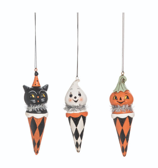 Checkered Cone Halloween Ornament Set by Transpac