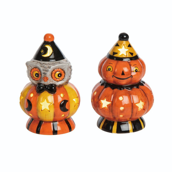 Light Up Owl & Pumpkin Decor Set by Transpac