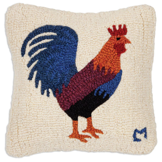 Doodle-Doo Rooster Hooked Pillow by Chandler 4 Corners