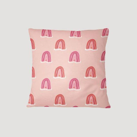 Rainbows in Pink Pillow Cover