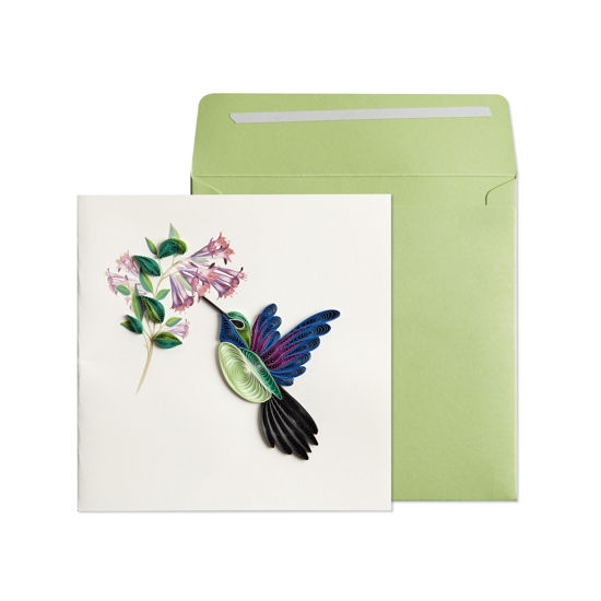 Blue Hummingbird Quilling Card by Niquea.D