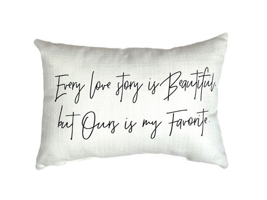Every Love Story Pillow by Little Birdie