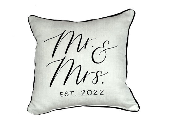 Mr. & Mrs. Est 2022 Pillow by Little Birdie