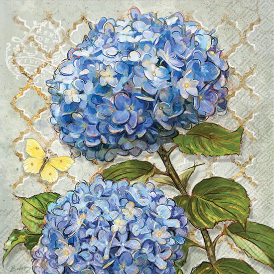 Blue Heirloom Flowers Cocktail Napkin by Boston International