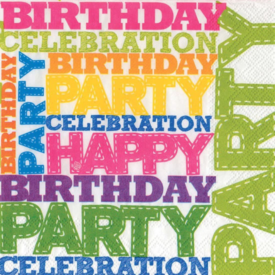Birthday Party Words Cocktail Napkin by Boston International