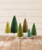Hues of Green Bottle Brush Trees by Bethany Lowe