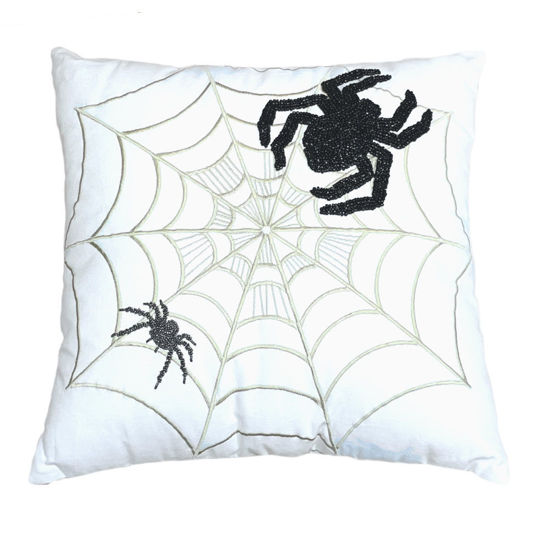 Spiders & Web 18" Embroidered Square Pillow by K & K Interiors