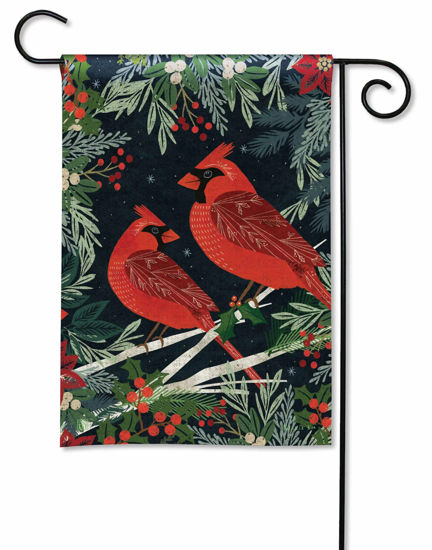 Cardinals and Berries Garden Flag by Studio M