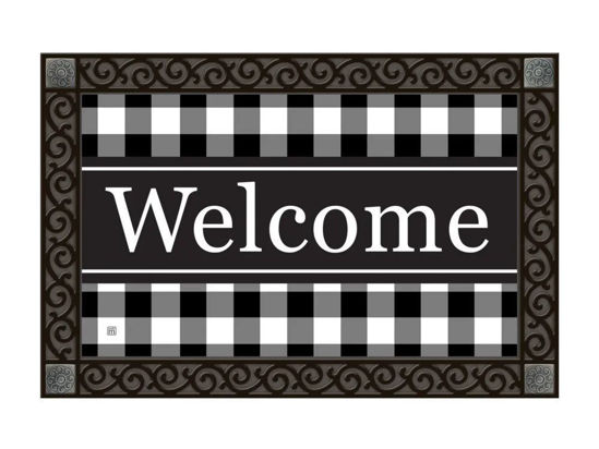 Black and White Check Welcome MatMate by Studio M