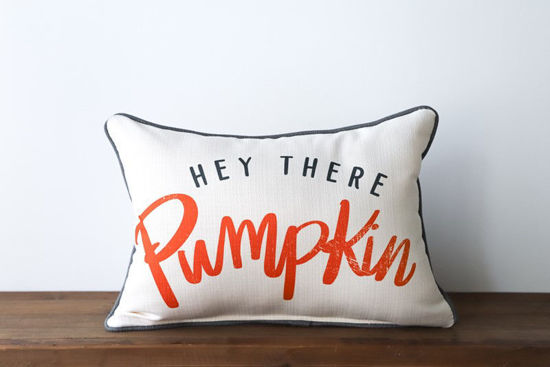 Hey There, Pumpkin Pillow (Piping charcoal) by Little Birdie