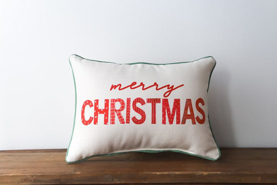 Poster Merry Christmas Pillow (Piping green) by Little Birdie