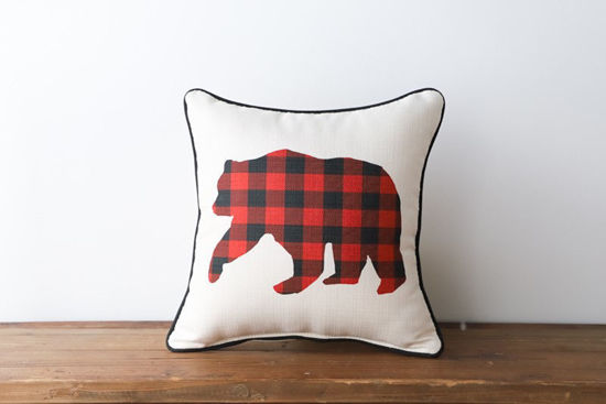 Buffalo Check Bear (Piping red/black buffalo check bear with black piping) by Little Birdie