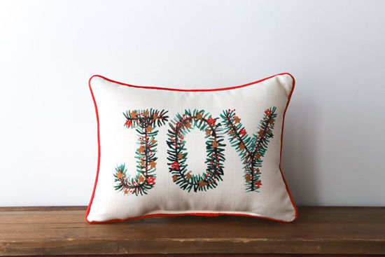 Joy Stars & Branches Pillow (Piping red) by Little Birdie