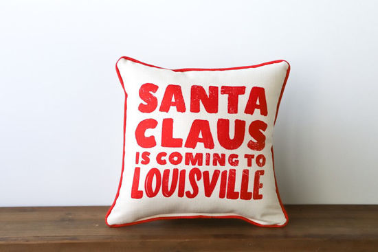 Santa Claus Is Coming To City Pillow (Piping red/Lombard) by Little Birdie
