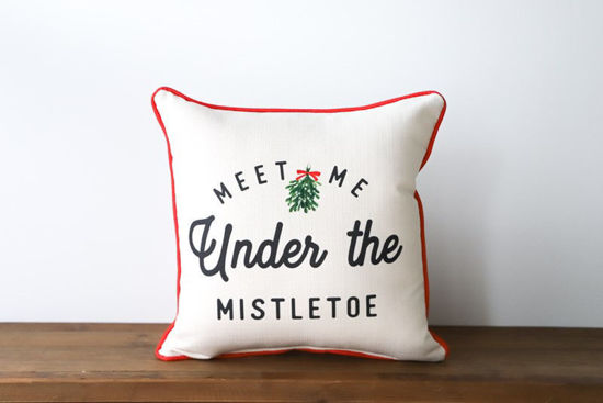 Meet Me Under The Mistletoe Pillow (Piping red) by Little Birdie