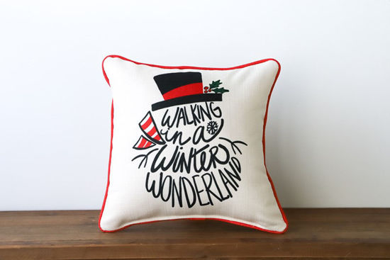 Walking in a  Winter Wonderland Pillow (Piping red) by Little Birdie