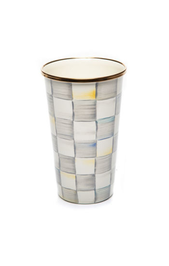 Sterling Check Enamel Tumbler - 20 Ounce by MacKenzie-Childs
