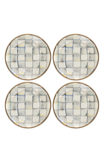 Sterling Check Enamel Appetizer Plates - Set of 4 by MacKenzie-Childs