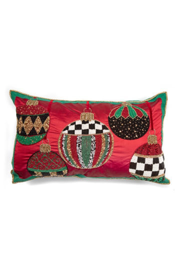 Deck The Halls Lumbar Pillow - Red by MacKenzie-Childs
