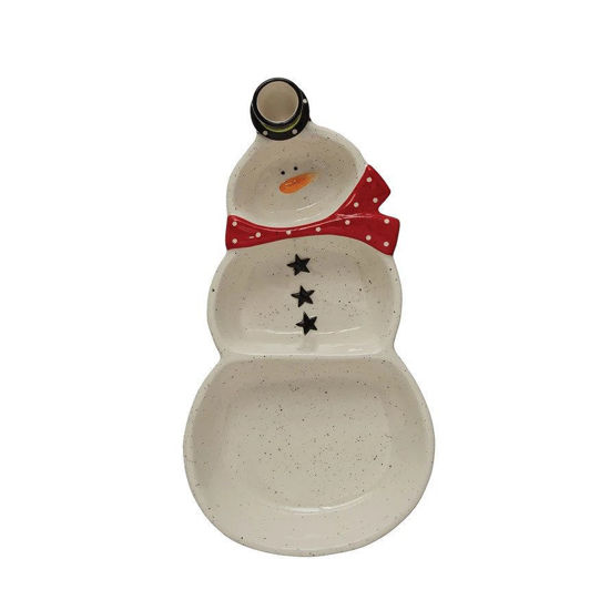 Snowman Dish with Top Hat Toothpick Holder by Creative Co-op
