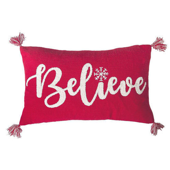 Snowflake Believe Embroidered Pillow by Peking Handicraft