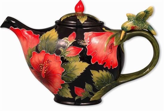 Hibiscus Black Teapot by Blue Sky Clayworks