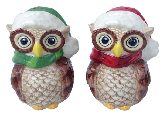 Holiday Owl Salt and Pepper Set by Blue Sky Clayworks
