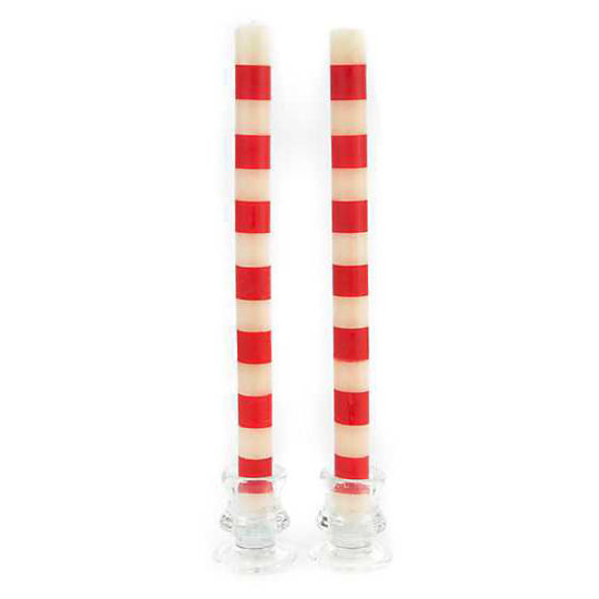 Bands Dinner Candles - Red - Set of 2 by MacKenzie-Childs