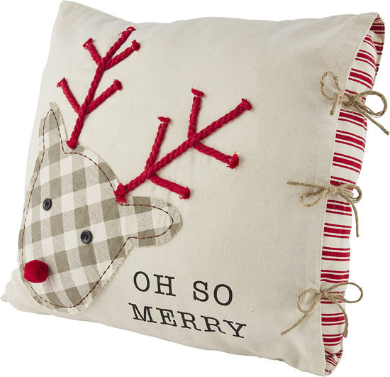 So Merry Reindeer Pillow by Mudpie