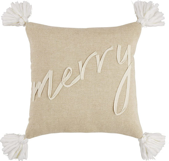 Square Gold Chambray Tassel Pillow by Mudpie