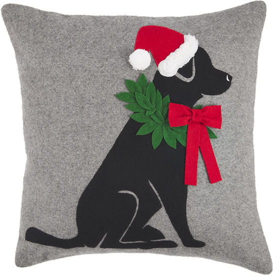 Dog Square Felt Wool Pillow by Mudpie