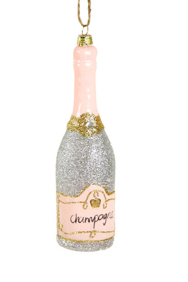 Silver Glittered Champagne Ornament by Cody Foster