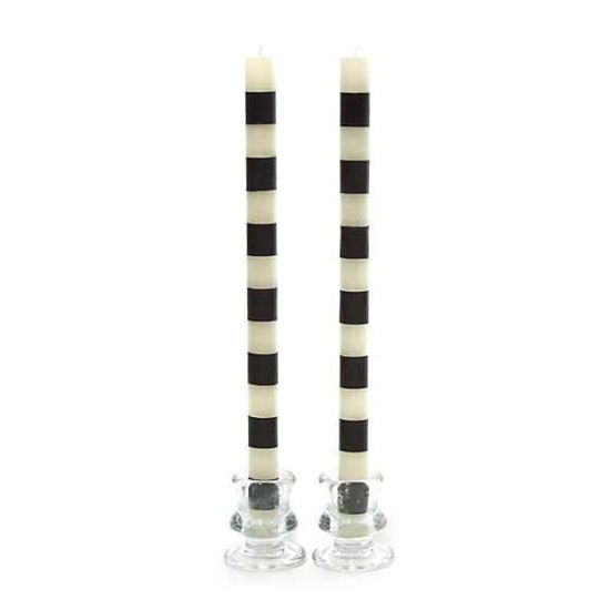 Bands Dinner Candles - Black - Set of 2 by MacKenzie-Childs