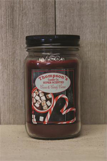 Cocoa & Candy Canes Small Mason Jar Candle by Thompson's Candles Co