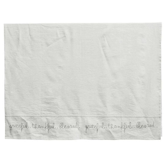 Grateful Thankful Blessed Embroidered Tablecloth by Creative Co-op