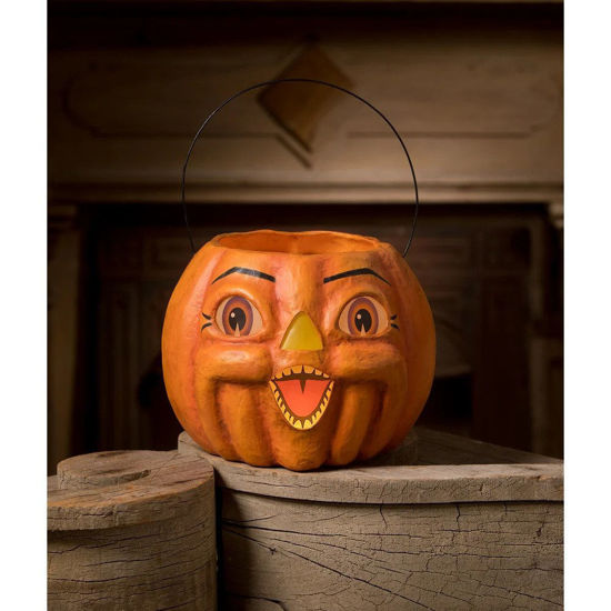 Spunky Pumpkin Bucket Paper Mache by Bethany Lowe Designs