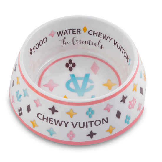 White Chewy Vuiton Bowl, Medium by Haute Diggity Dog