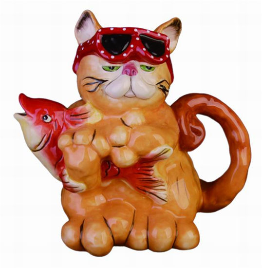 Catching a Fish Cat Teapot by Blue Sky Clayworks