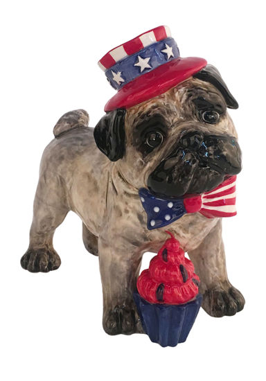 USA Pug Figurine by Blue Sky Clayworks