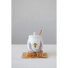Honey Jar with Bee and Wood Dipper by Creative Co-op