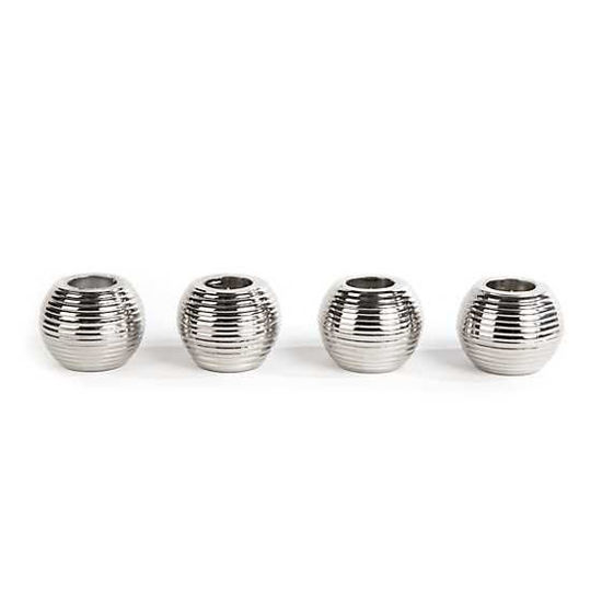 Ribbed Sphere Candle Holders - Silver - Set of 4 by MacKenzie-Childs
