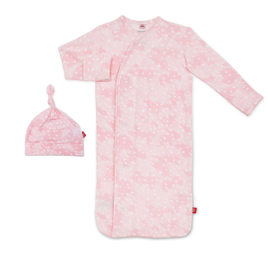 Pink Doeskin Modal Magnetic Sack Gown & Hat Set by Magnetic Me
