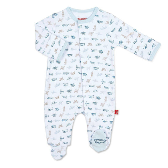 Airplanes Organic Cotton Magnetic Footie by Magnetic Me