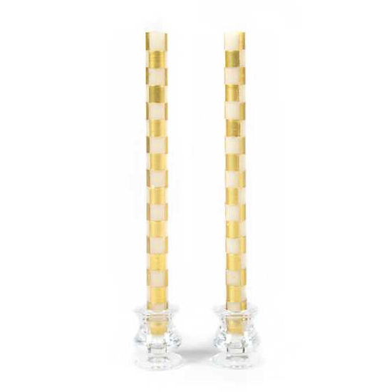 Check Dinner Candles - Gold & Ivory - Set of 2 by MacKenzie-Childs