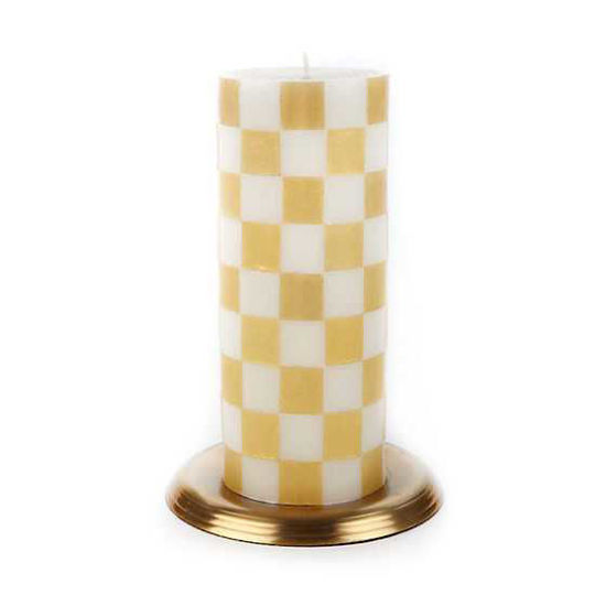 Check Pillar Candle - 6" - Gold & Ivory by MacKenzie-Childs