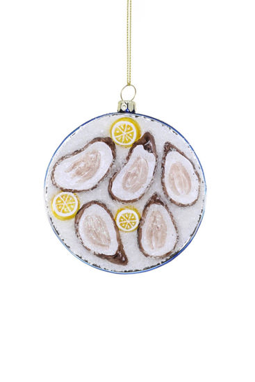 Plated Oysters On Ice with Blue Platter Ornament by Cody Foster
